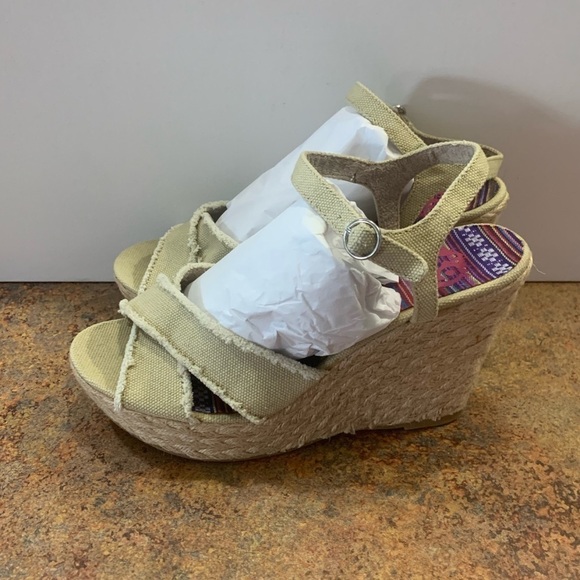 K9 by Rocket Dog Espadrille Wedge Sandals Tweed Canvas Ankle Strap 9.5 New - Picture 7 of 14